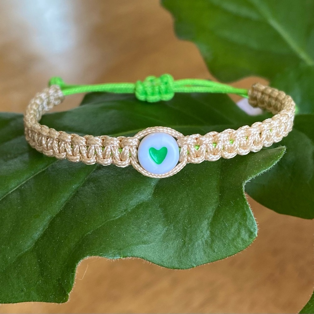 Beige & light green handmade bracelet